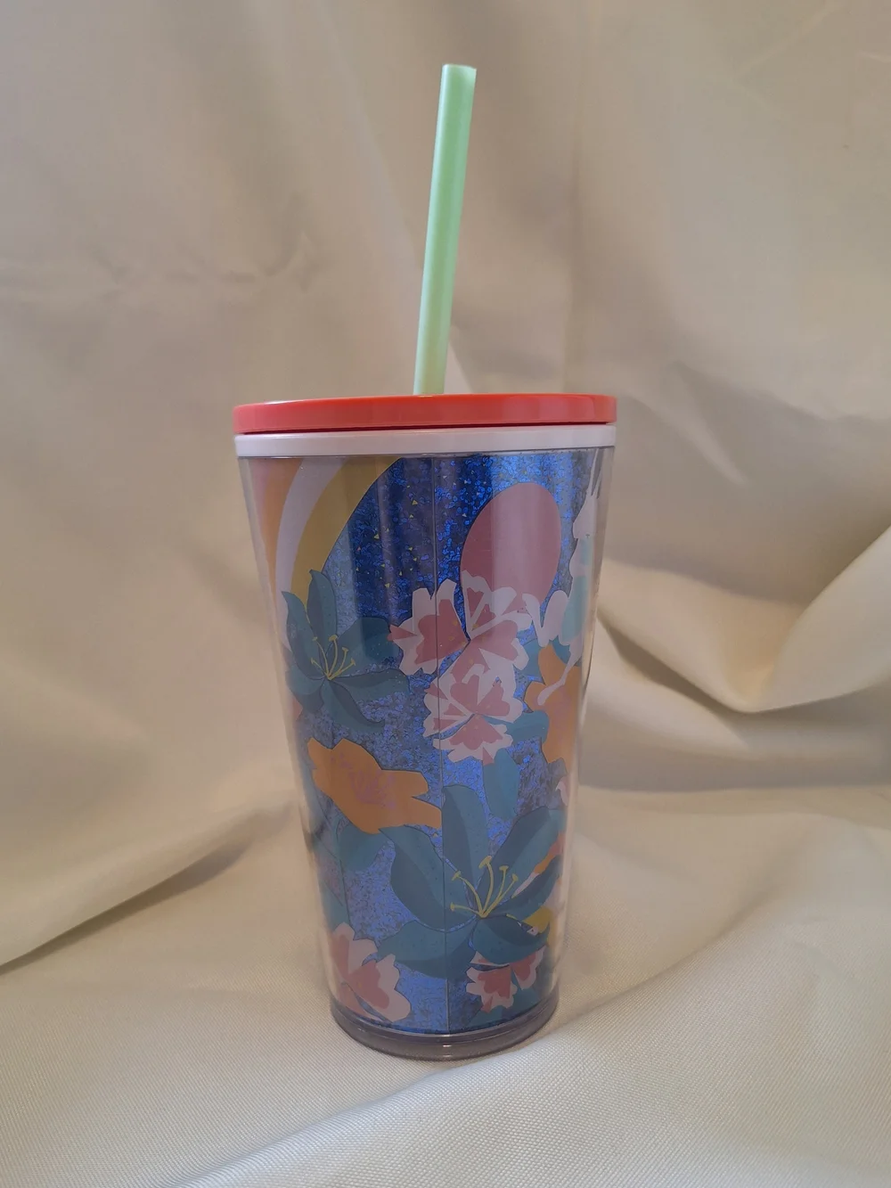Starbucks 16 Oz Spring 2021 Yellow Bunny Blue Floral Reusable Cup